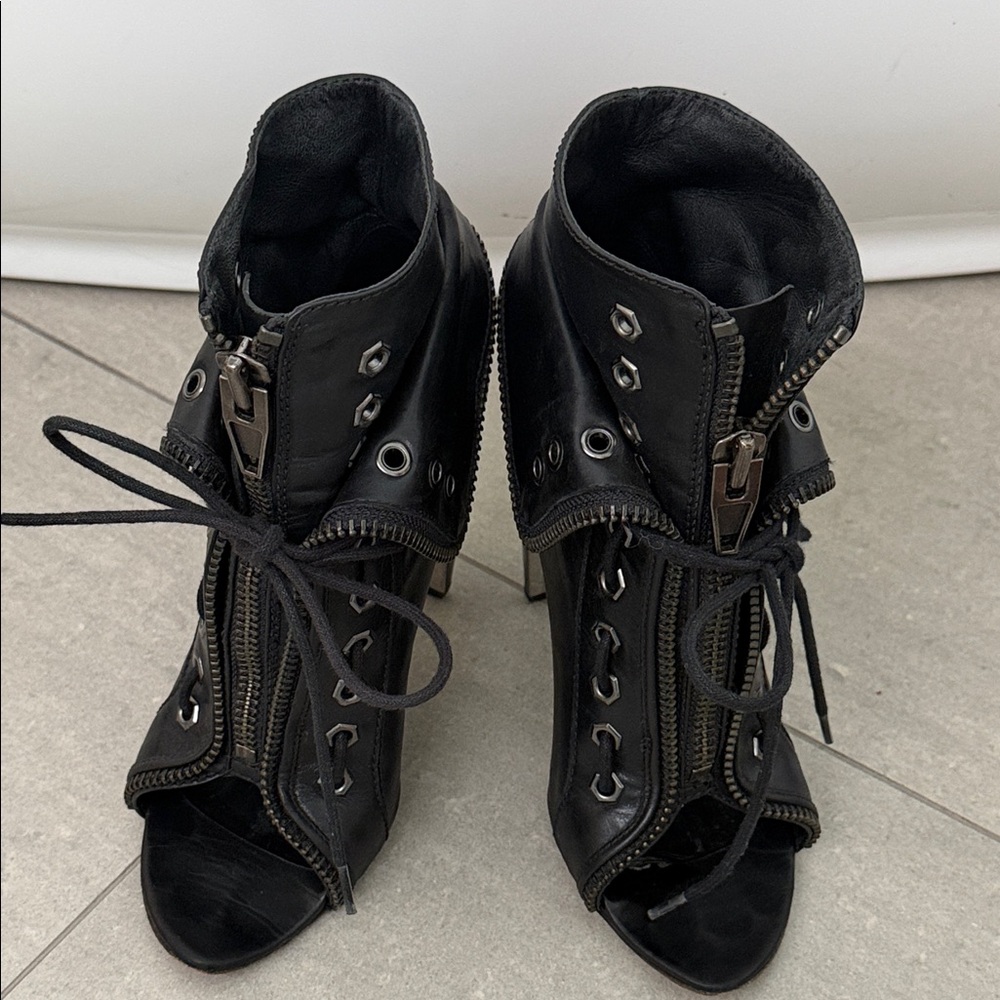 Alexander Wang Black Peep-Toe Heeled Boots